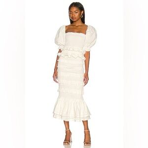 V. CHAPMAN Leilani and lines set 2 piece linen skirt and off shoulder top